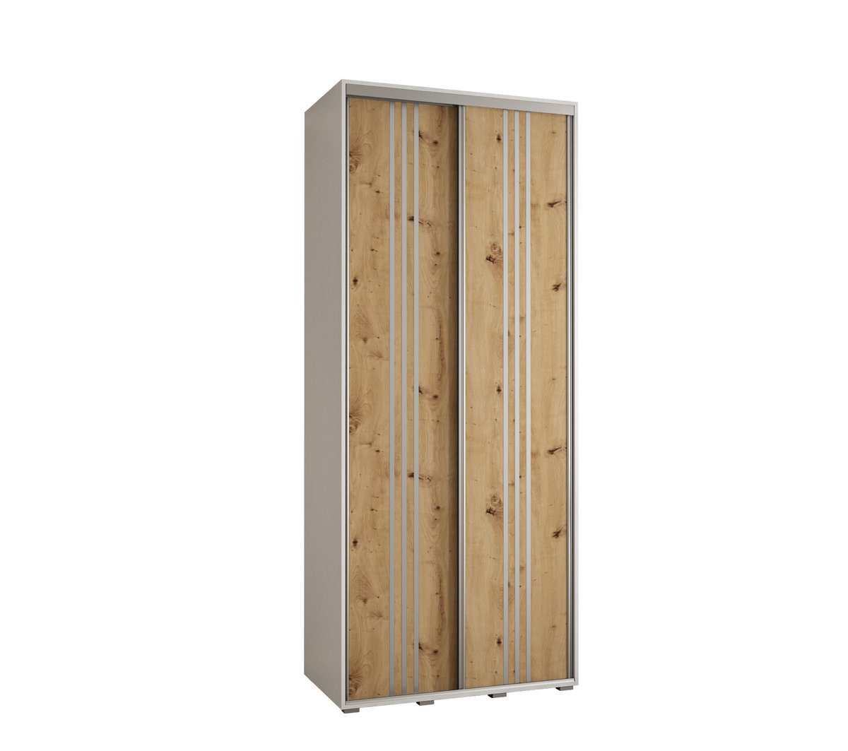 Szafa przesuwna wysoka Davos 6 110 gł. 45 biały + artisan + srebrny / Abiks Meble