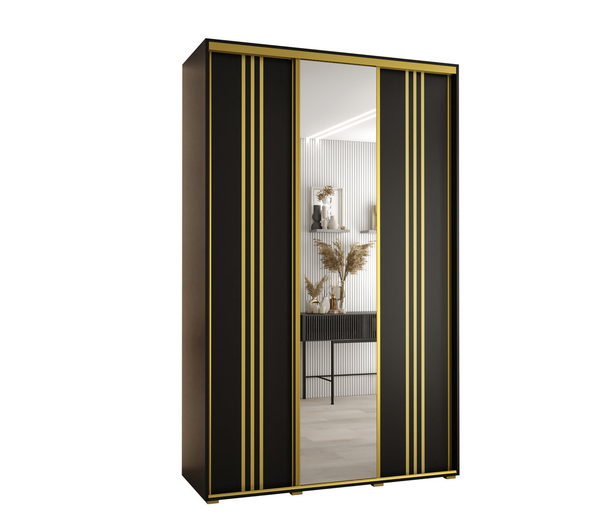 Szafa przesuwna wysoka Davos 7 150 gł. 45 artisan + artisan + czarny / Abiks Meble