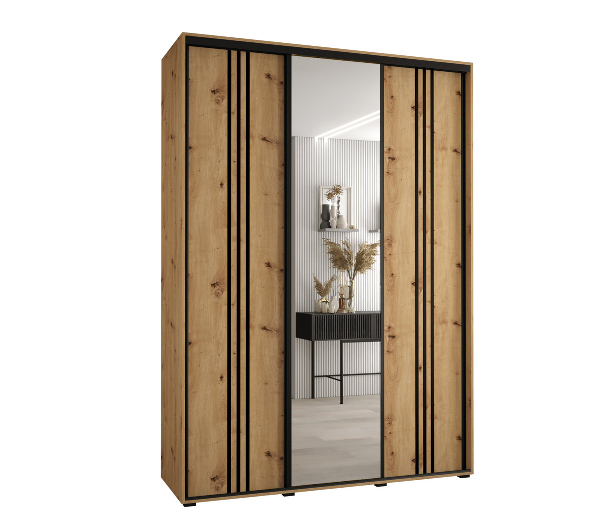 Szafa przesuwna wysoka Davos 7 170 gł. 60 artisan + artisan + czarny