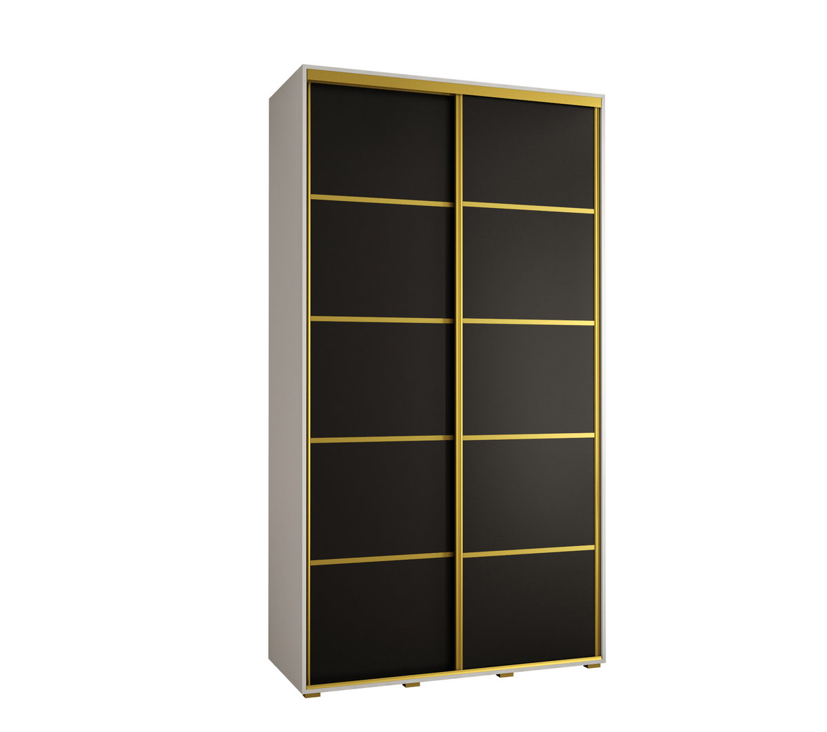 Szafa przesuwna wysoka Davos 4 140 gł. 45 biały + czarny + złoty / Abiks Meble