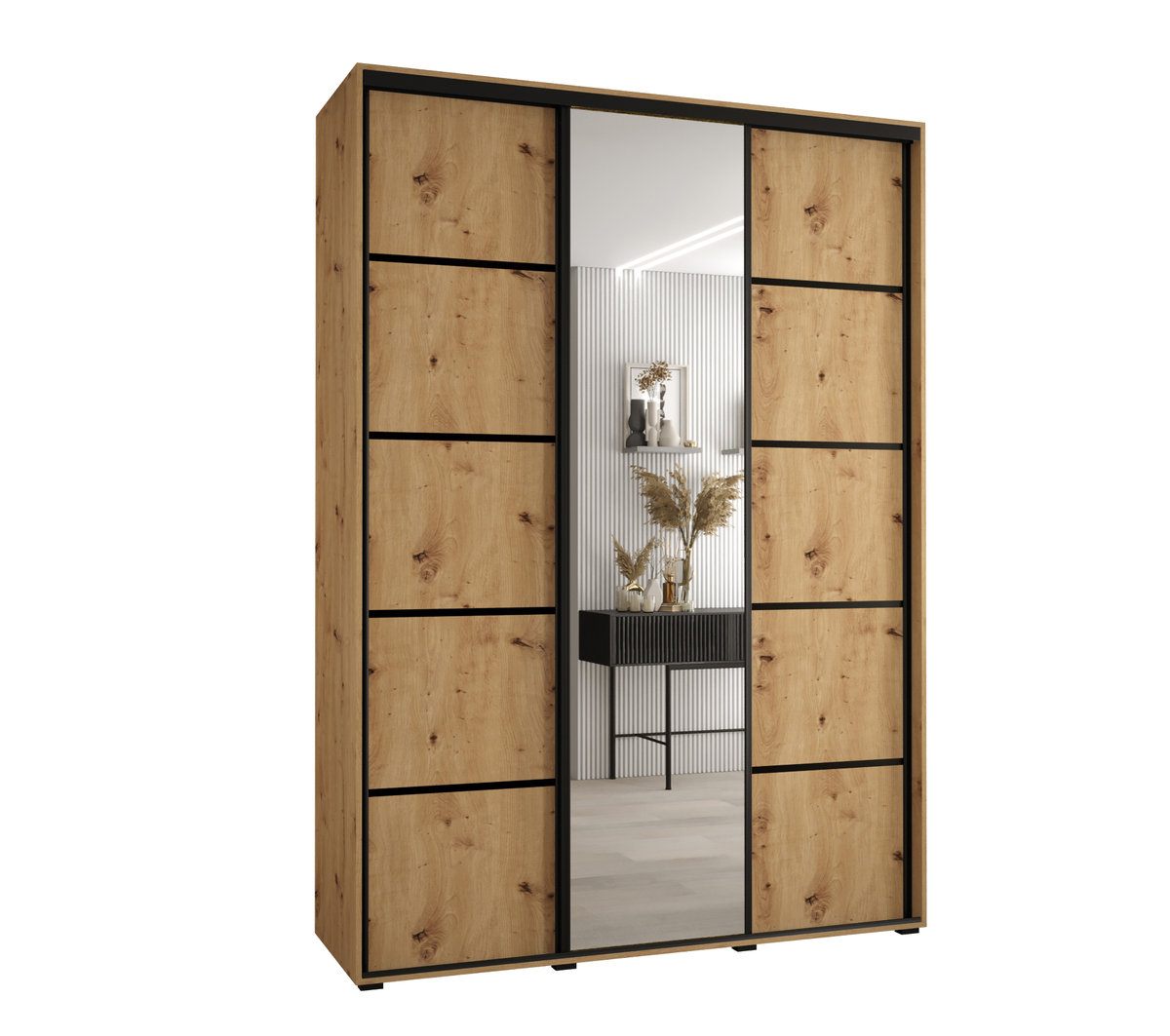 Szafa przesuwna wysoka Davos 5 180 gł. 60 artisan + artisan + czarny