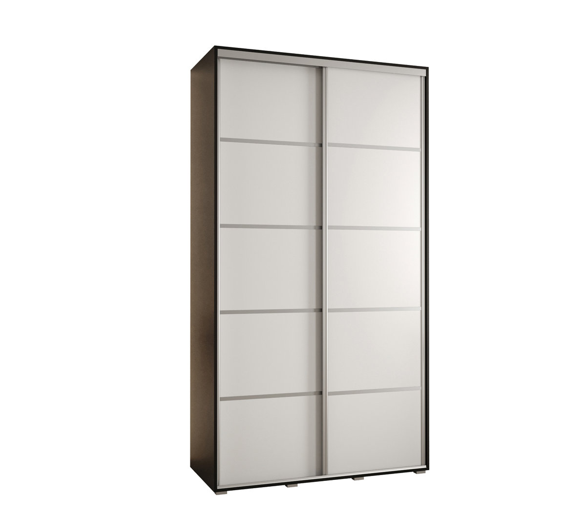 Szafa przesuwna wysoka Davos 4 130 gł. 45 czarny + biały + srebrny / Abiks Meble