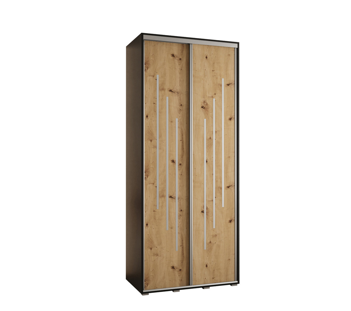 Szafa przesuwna wysoka Davos 8 100 gł. 60 czarny + artisan + srebrny