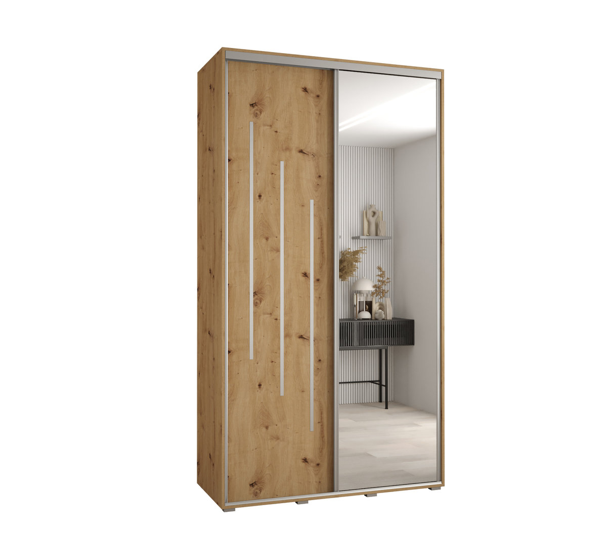Szafa przesuwna wysoka Davos 9 140 gł. 60 artisan + artisan + srebrny / Abiks Meble