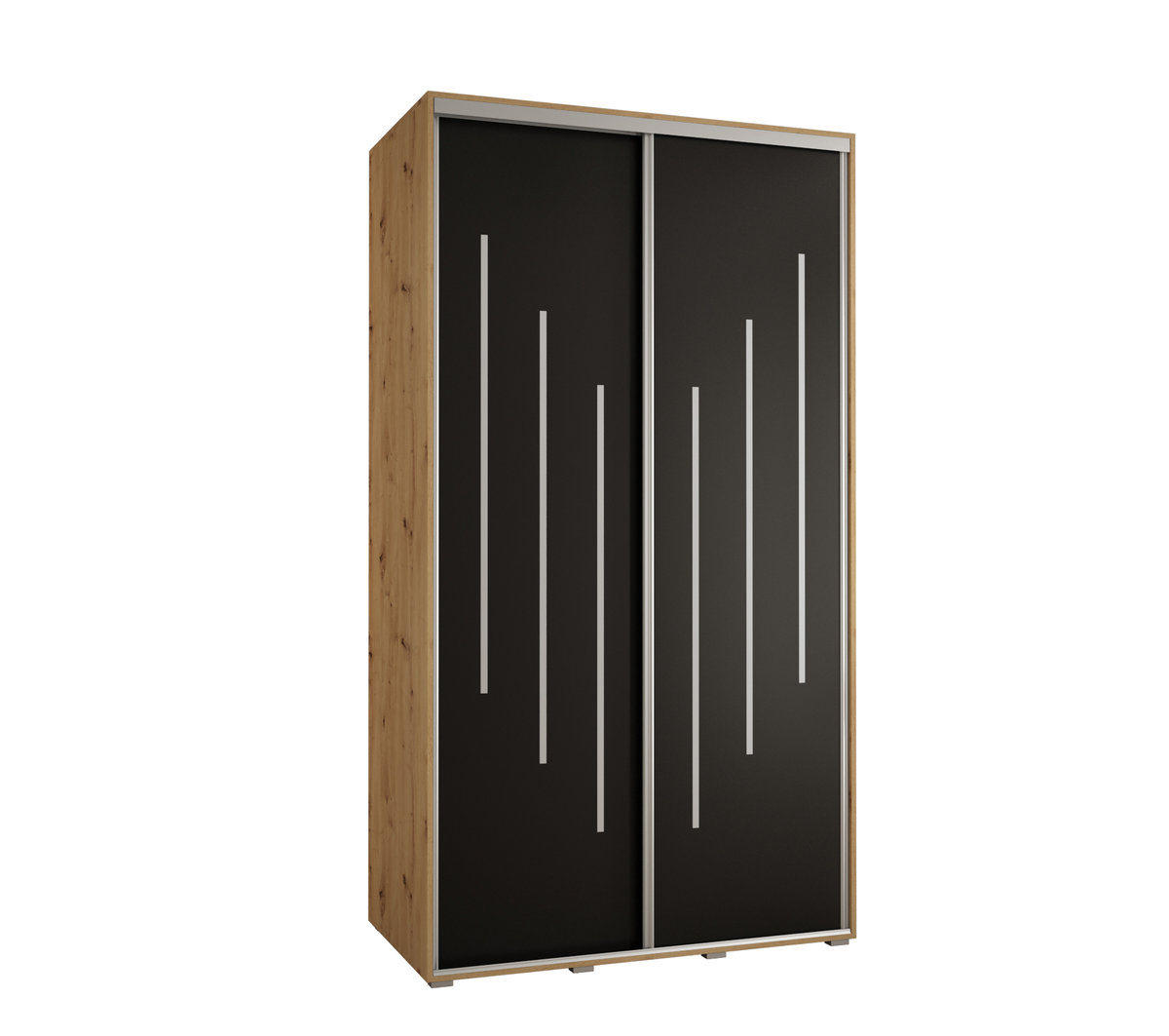 Szafa przesuwna wysoka Davos 8 140 gł. 45 artisan + czarny + srebrny / Abiks Meble