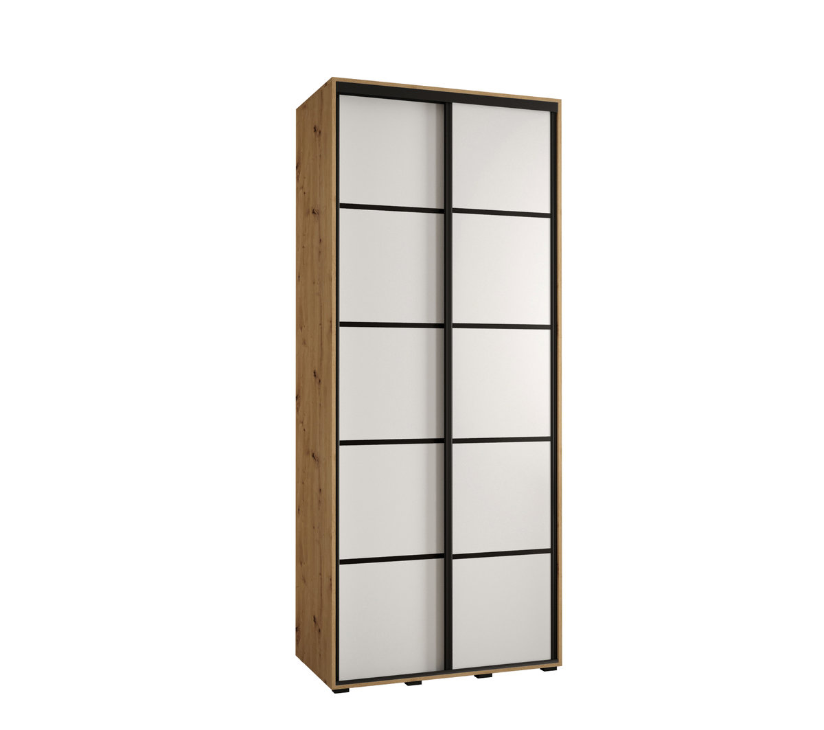 Szafa przesuwna wysoka Davos 4 120 gł. 45 artisan + biały + czarny / Abiks Meble