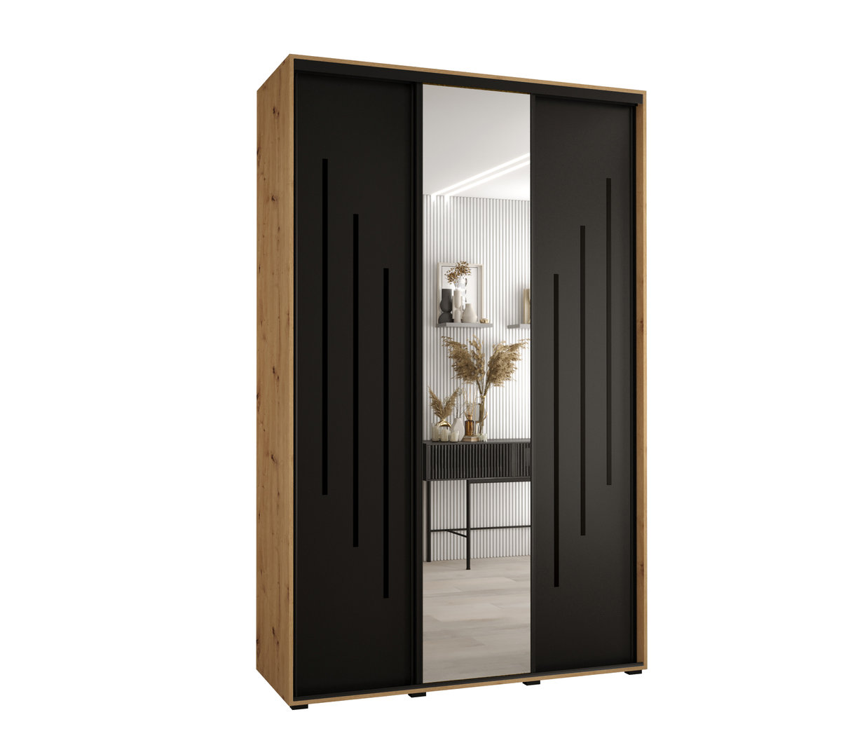 Szafa przesuwna wysoka Davos 9 160 gł. 60 artisan + czarny + czarny