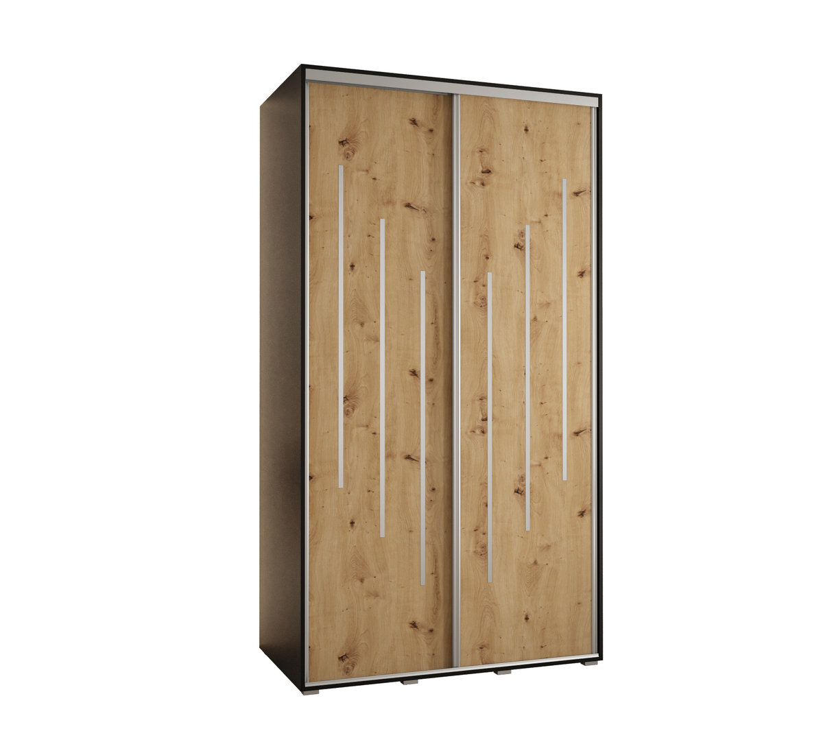 Szafa przesuwna wysoka Davos 8 130 gł. 60 czarny + artisan + srebrny / Abiks Meble