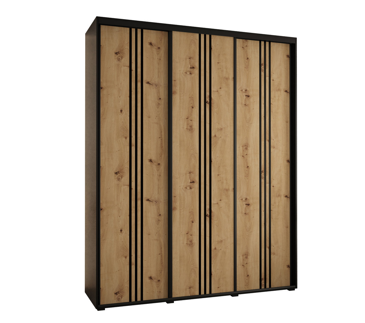 Szafa przesuwna wysoka Davos 6 190 gł. 60 czarny + artisan + czarny