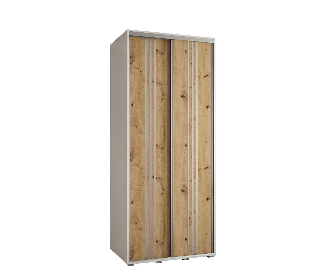 Szafa przesuwna wysoka Davos 8 120 gł. 45 biały + artisan + srebrny / Abiks Meble