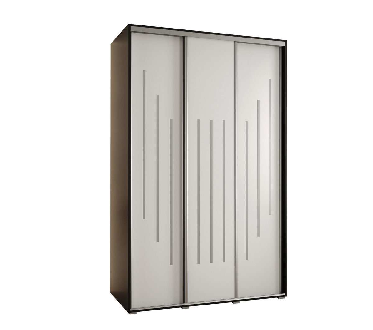 Szafa przesuwna wysoka Davos 8 150 gł. 60 czarny + biały + srebrny / Abiks Meble