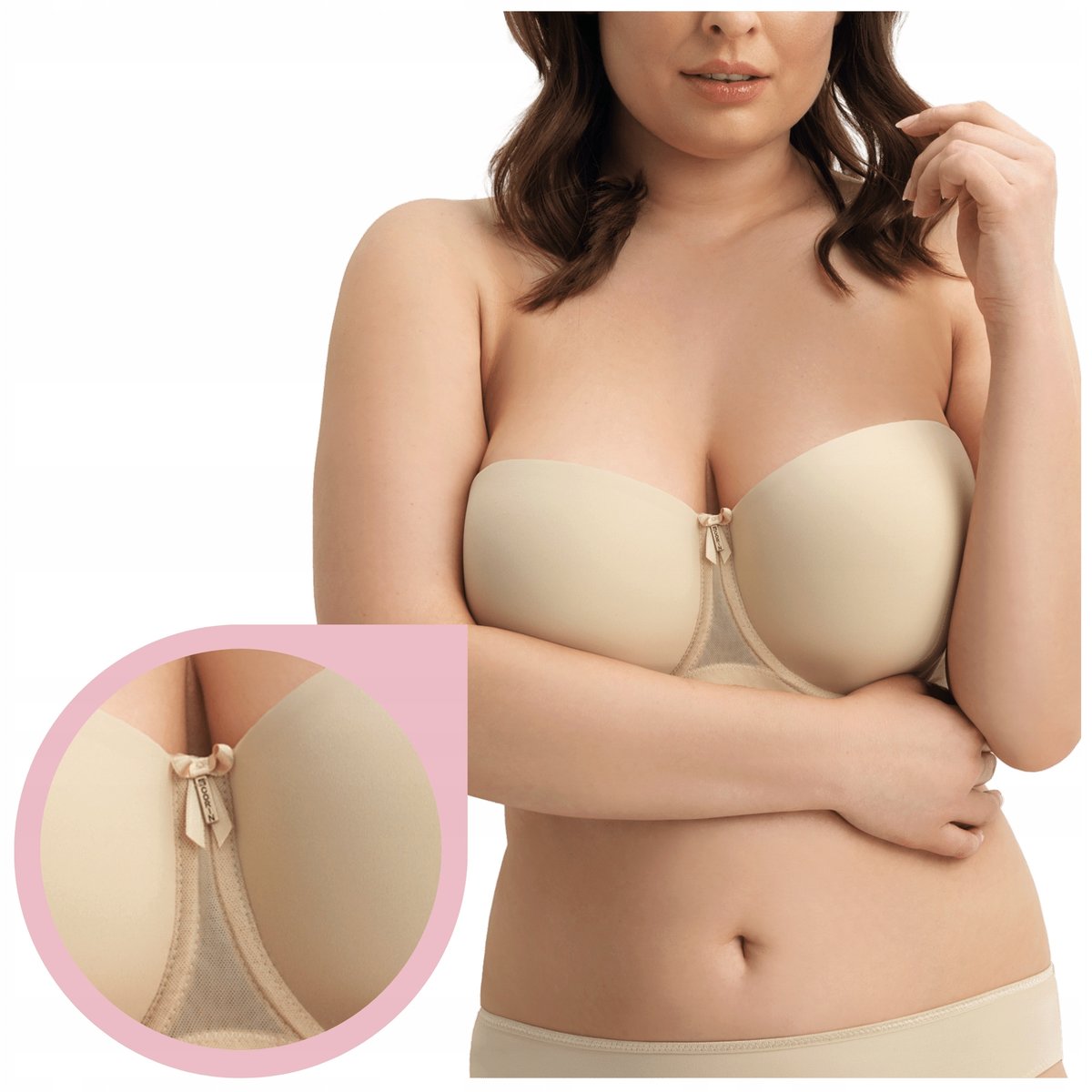 Biustonosz Corin Karolina 25706 bardotka bez ramiączek strapless BEŻOWY 70J