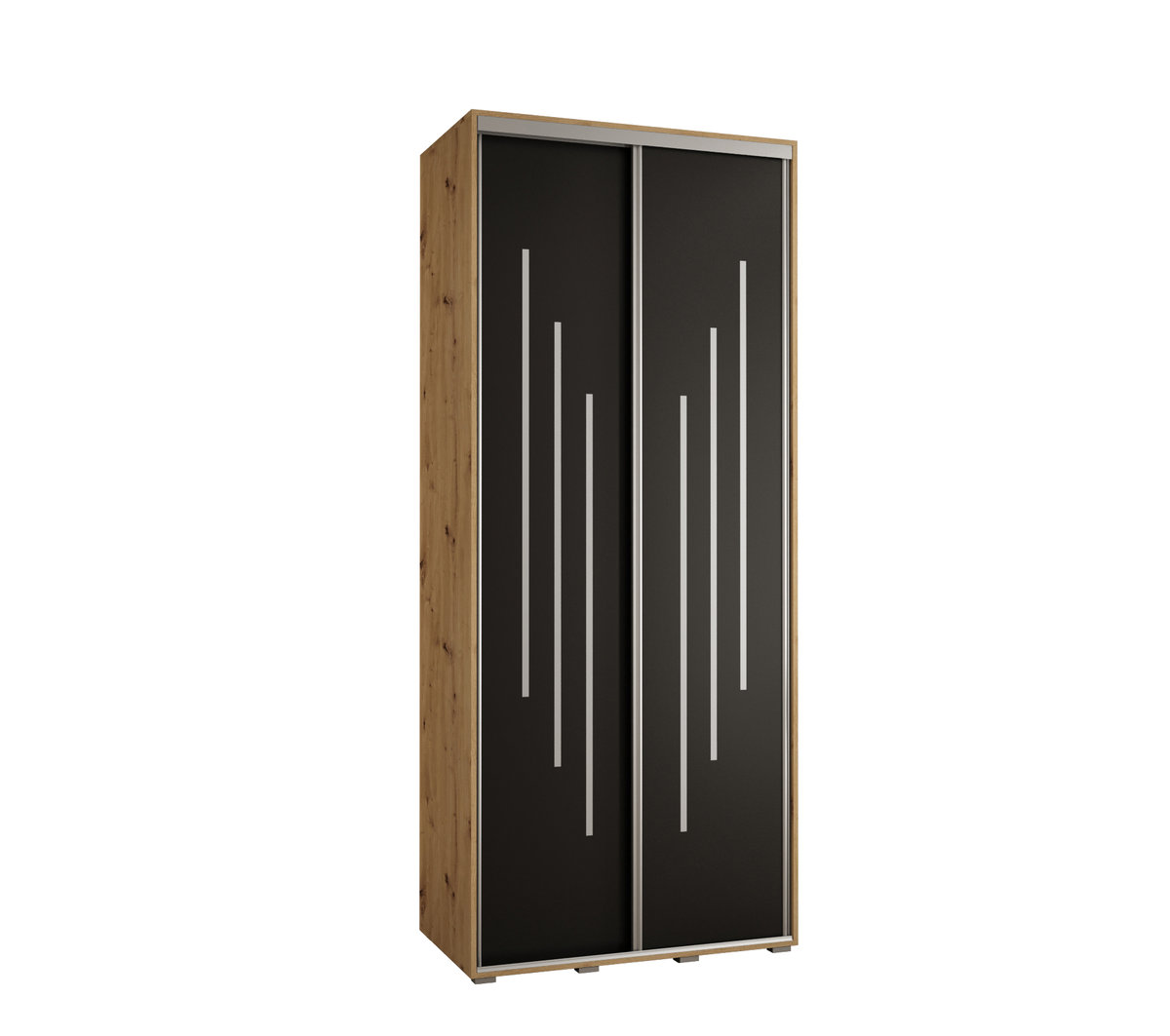 Szafa przesuwna wysoka Davos 8 120 gł. 45 artisan + czarny + srebrny / Abiks Meble