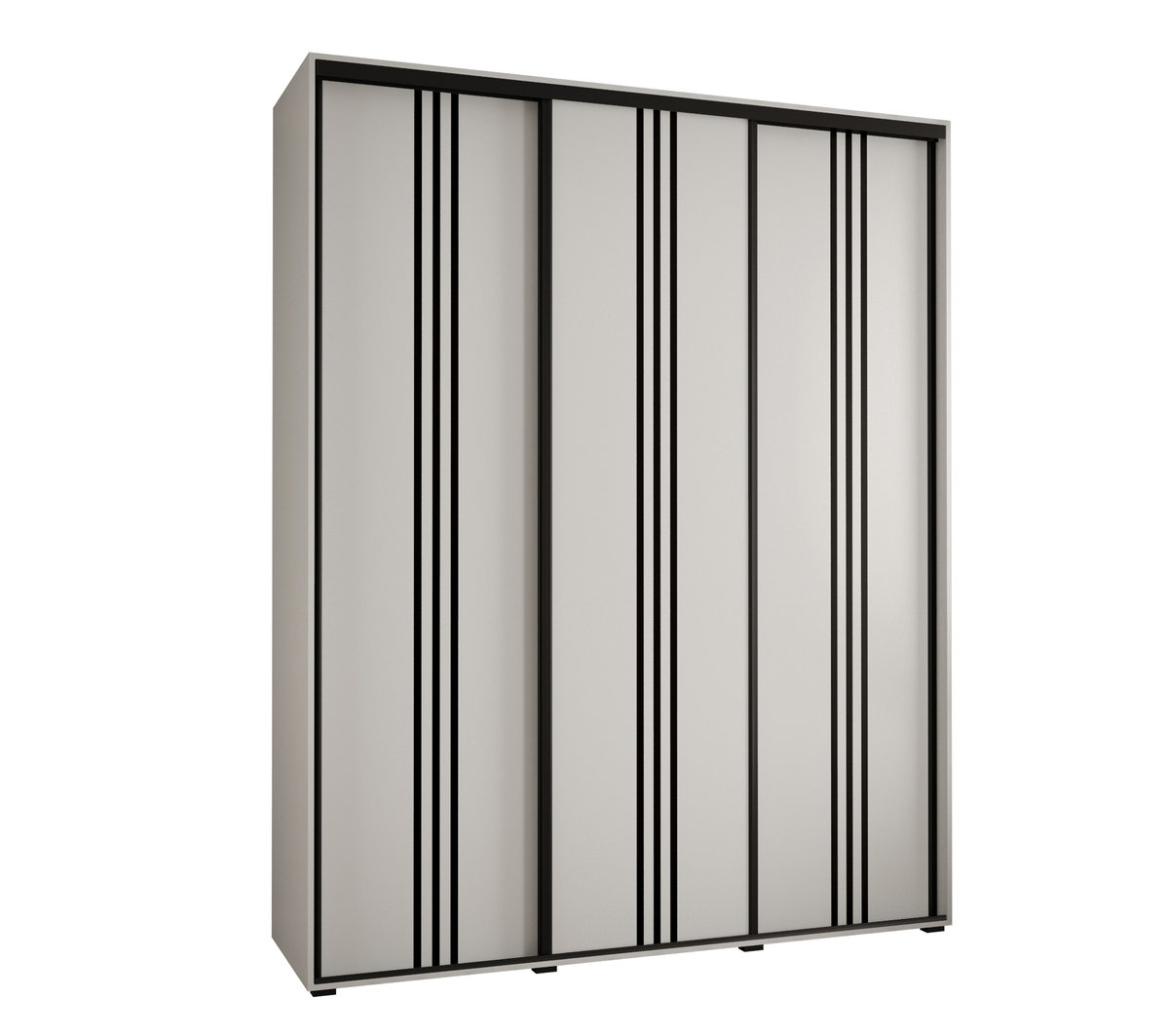 Szafa przesuwna wysoka Davos 6 190 gł. 45 biały + biały + czarny