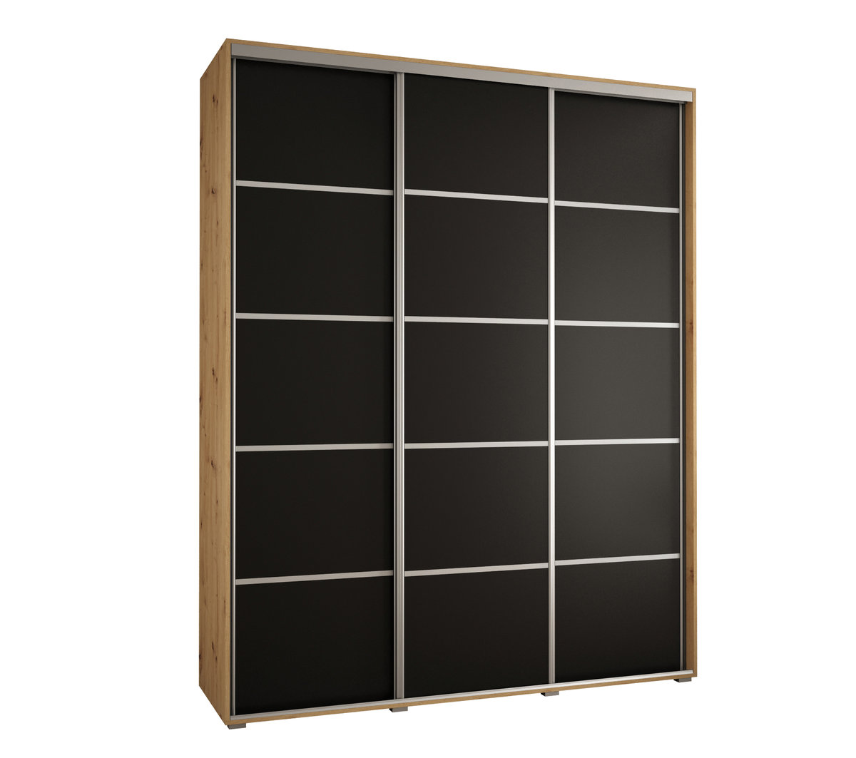 Szafa przesuwna wysoka Davos 4 190 gł. 60 artisan + czarny + srebrny