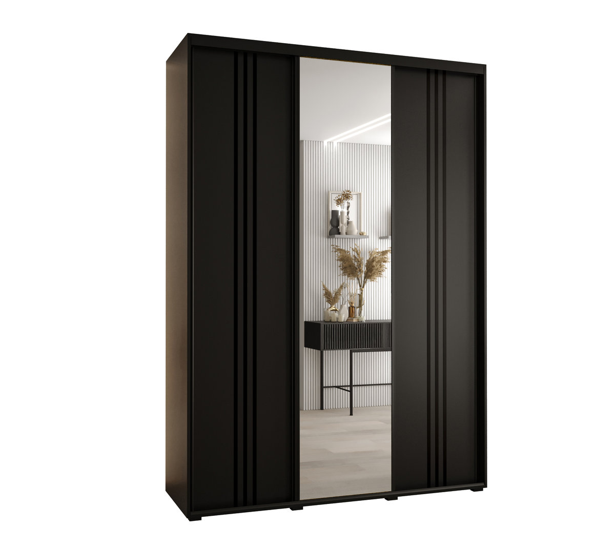 Szafa przesuwna wysoka Davos 7 170 gł. 45 czarny + czarny + czarny