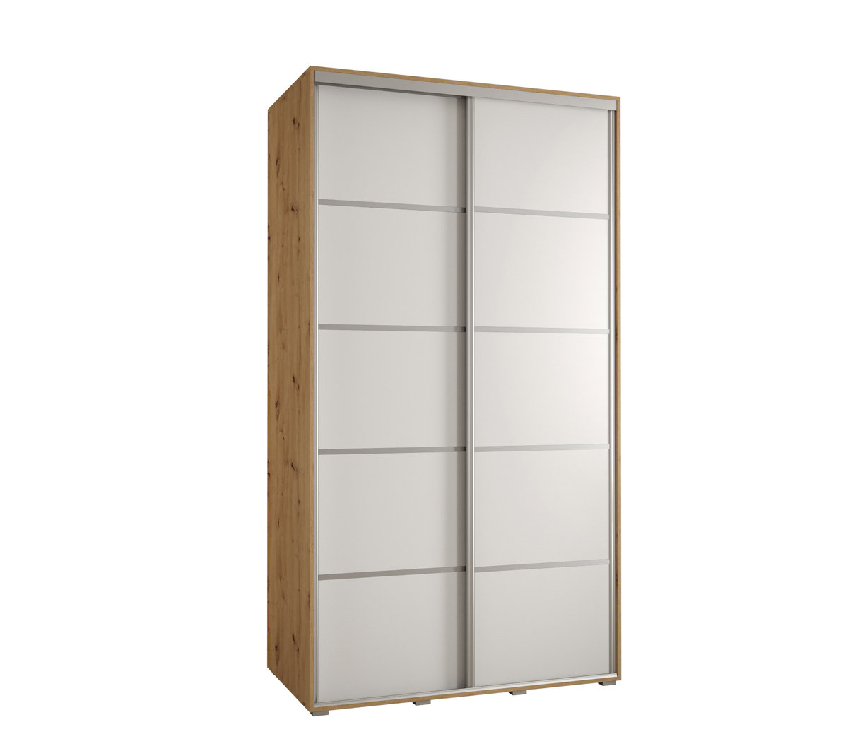 Szafa przesuwna wysoka Davos 4 130 gł. 45 artisan + biały + srebrny / Abiks Meble