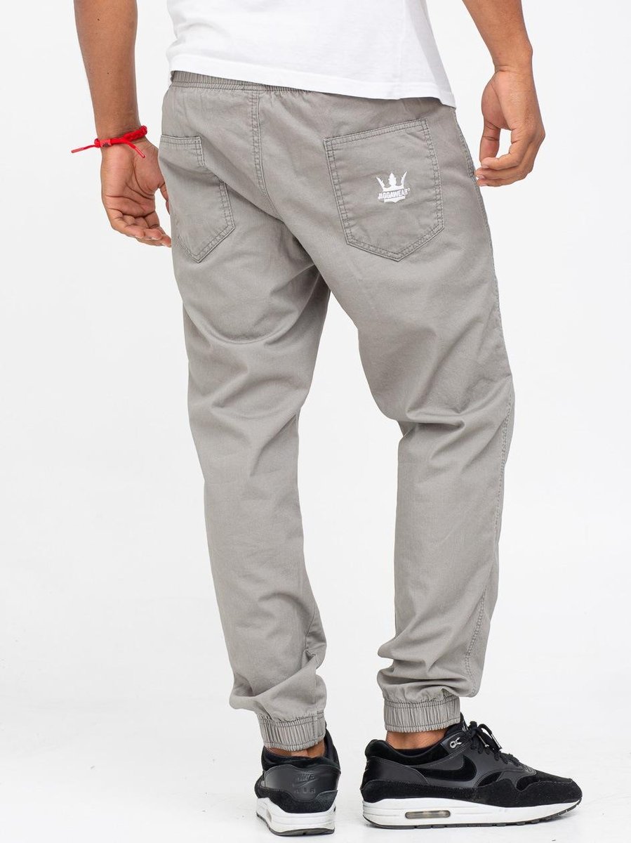 Spodnie Materiałowe Jogger Ze Ściągaczem Męskie Szare Jigga Wear Crown L