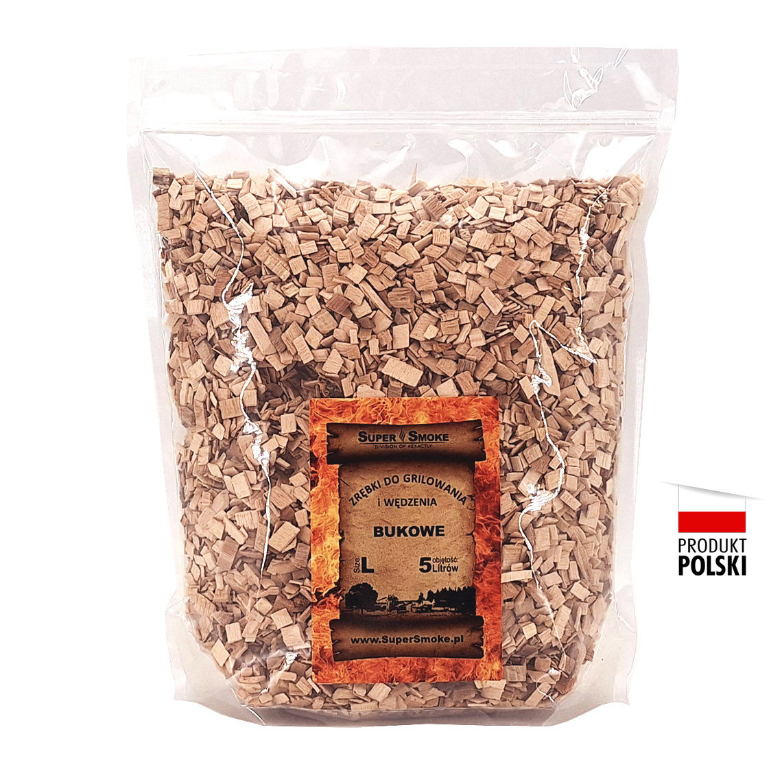 SUPER SMOKE Zrębki do wędzenia BUK size: L 5Litrów doypack