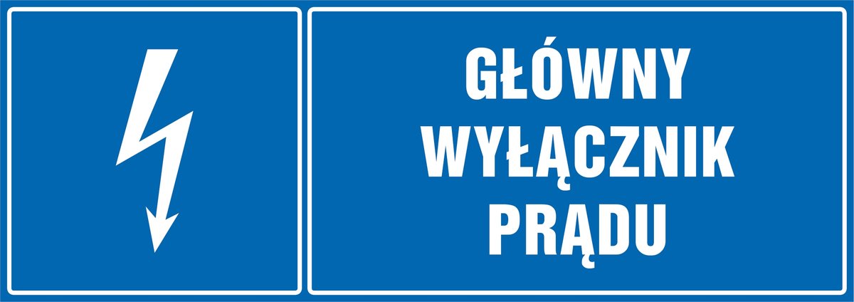 Naklejka pozioma: Główny wyłącznik prądu 21x60cm