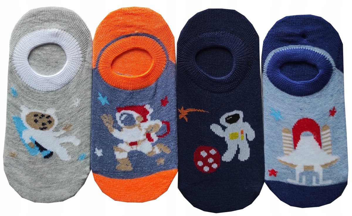 Stopki Skarpetki Balerinki Chłopięce Rakieta Kolorowe 3-pary 32-36
