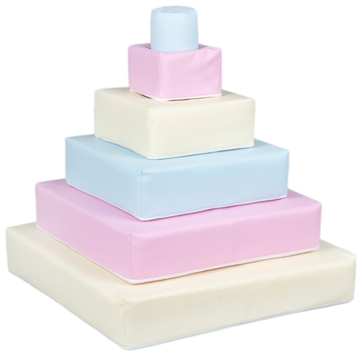 Zestaw 6 klocków piankowych Piramida (biały, różowy (pastel), niebieski (pastel))
