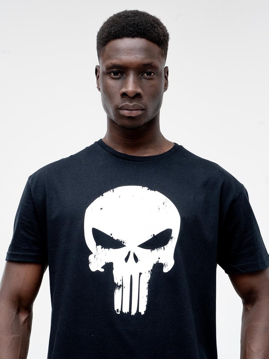 T-SHIRT 100% BAWEŁNA Koszulka Z Krótkim Rękawem Męska Czarna Marvel Comics PUNISHER Crushed Logo M