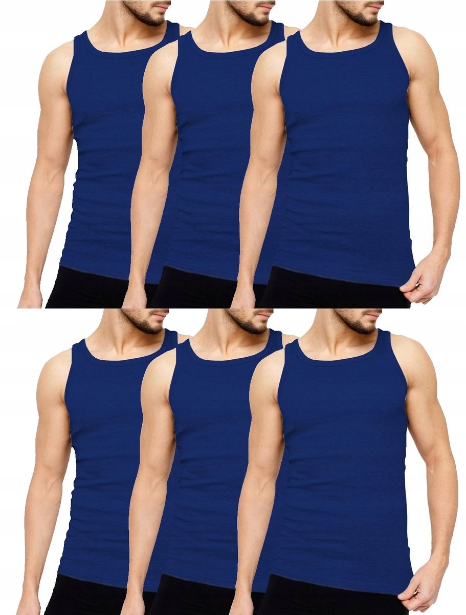 PODKOSZULKA KOSZULKA MĘSKA 100% BAWEŁNA GŁADKA OKRĄGŁY ZESTAW 6-SZT - 4XL