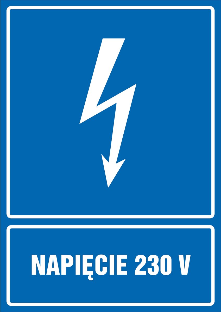 Tabliczka Napięcie 230 V 30x42cm PCV 3mm