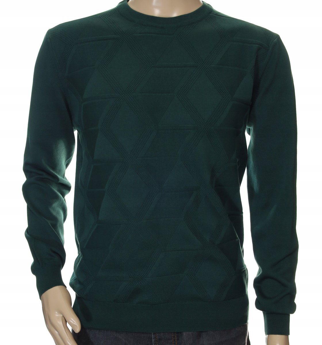 STROKERS klasyczny elegancki sweter męski 2XL XXL zieleń butelkowa