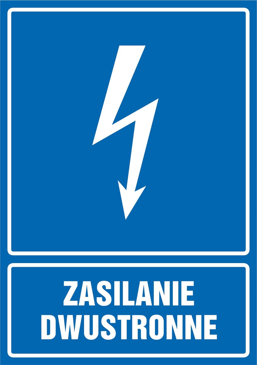 Tabliczka Zasilanie dwustronne 30x42cm PCV 3mm