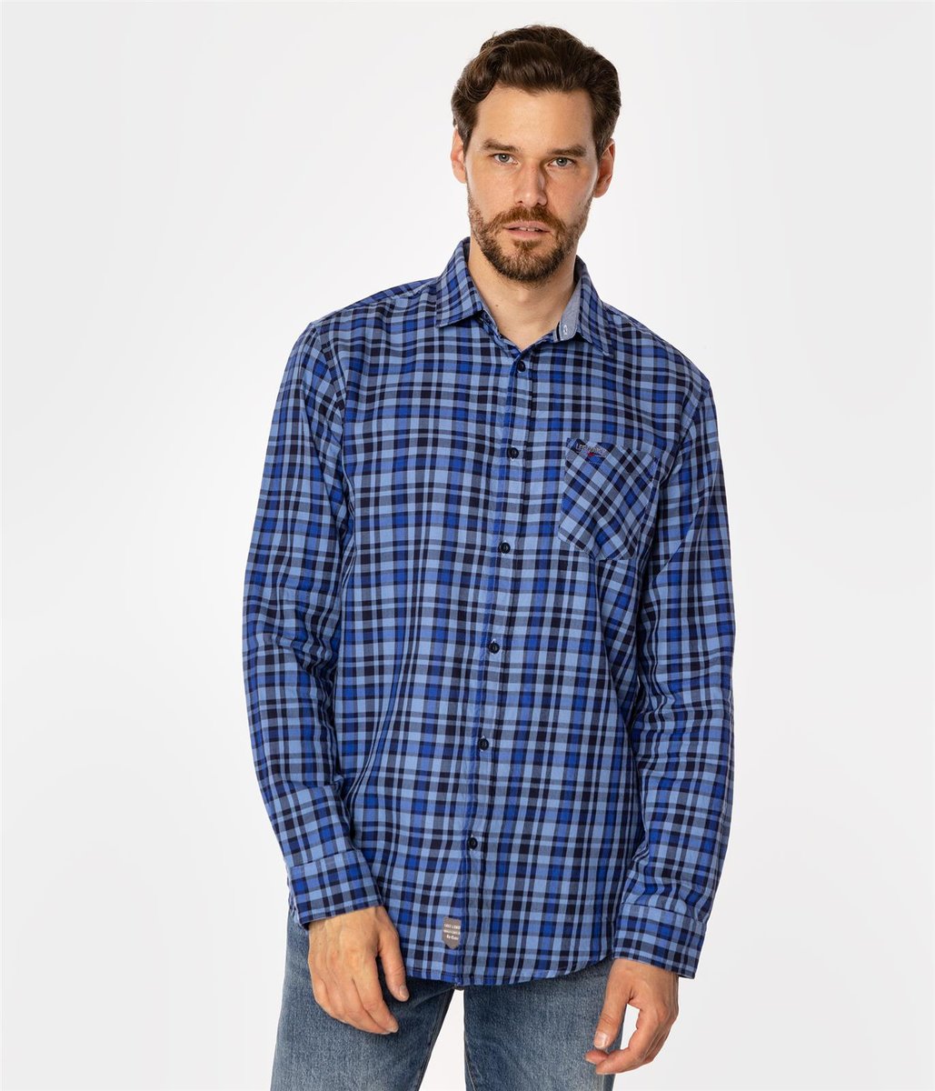 Koszula męska regular w kratę SCOTT 5751 CORONET BLUE-L