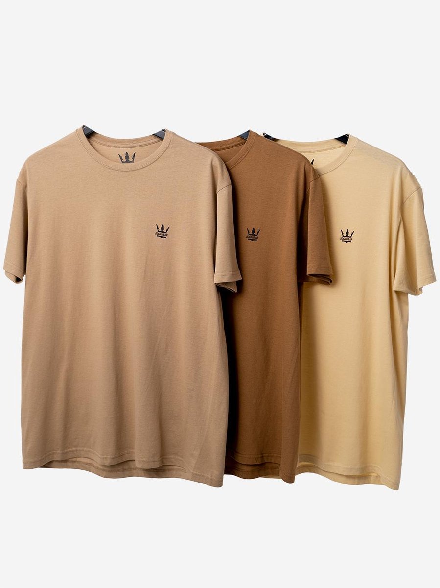 Zestaw 3 T-Shirtów Jigga Wear Mini Crown Ciemno Brązowa / Brązowa / Beżowa S