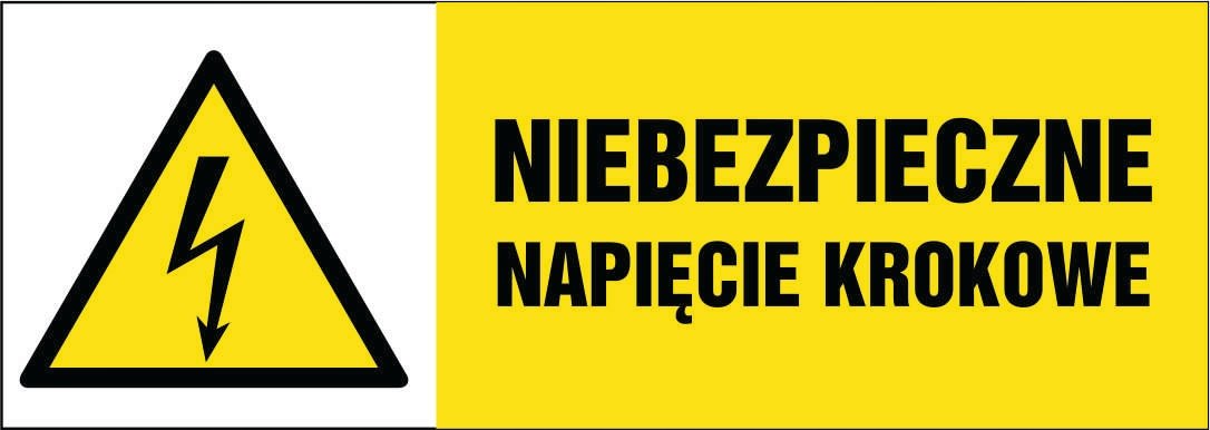 Tabliczka: Niebezpieczne napięcie krokowe 21x60cm PCV 3mm