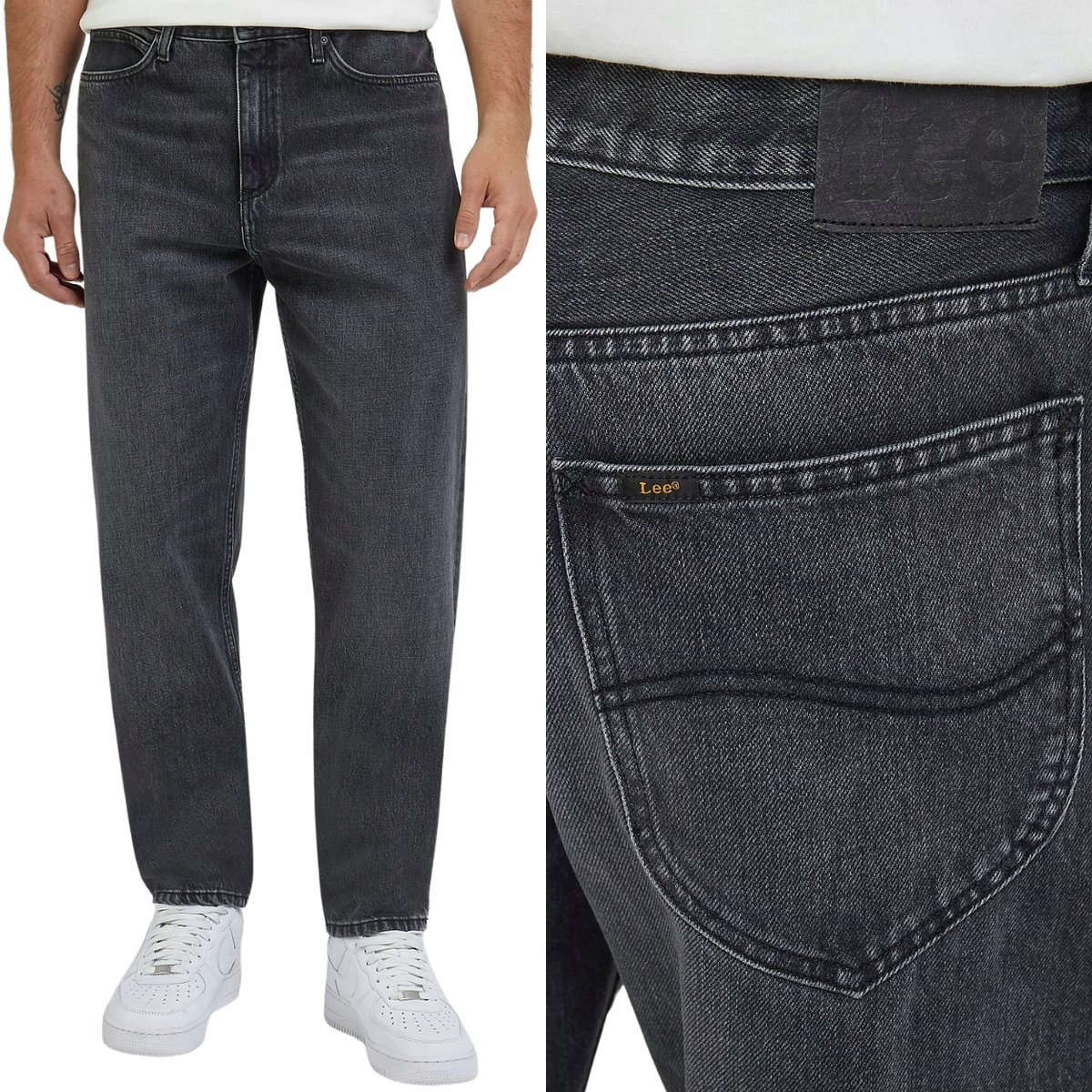 Lee OSCAR Black Star LUŹNE ZWĘŻANE SPODNIE JEANSOWE BEZ STRECZU W34 L32