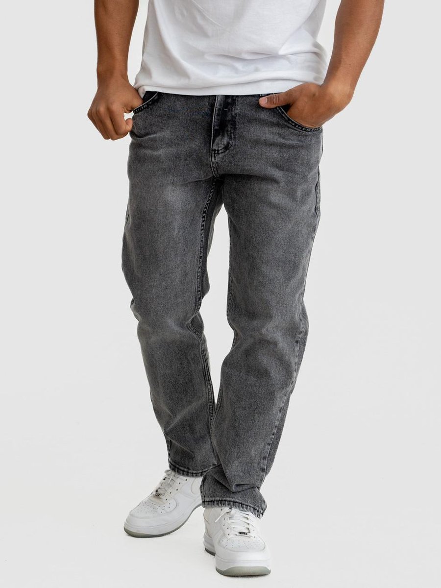 Spodnie Jeansowe Męskie Czarne Sprane Jigga Wear Mini Haft Logo 36