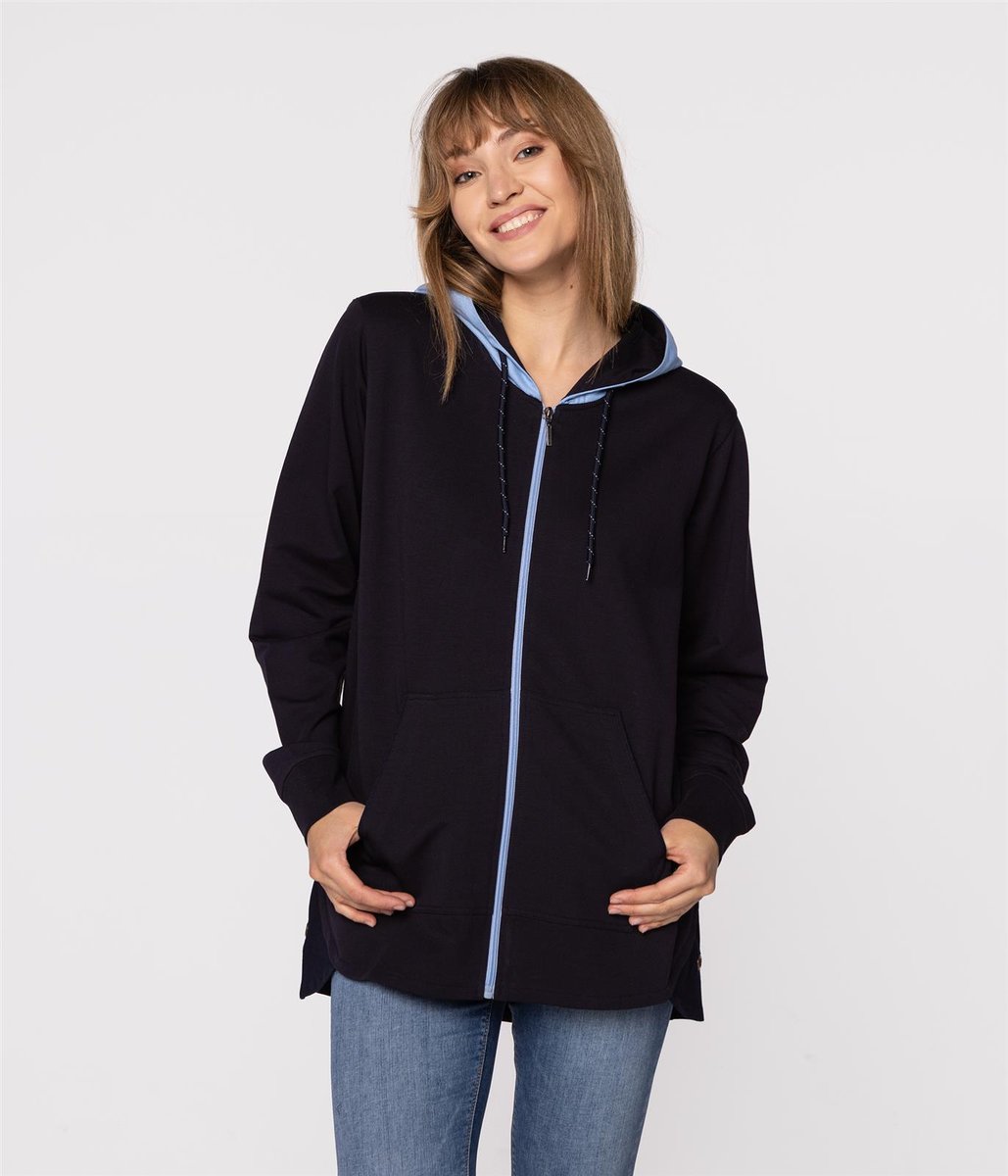 Rozpinana bluza damska z kapturem ELIA 4508 NAVY-XL