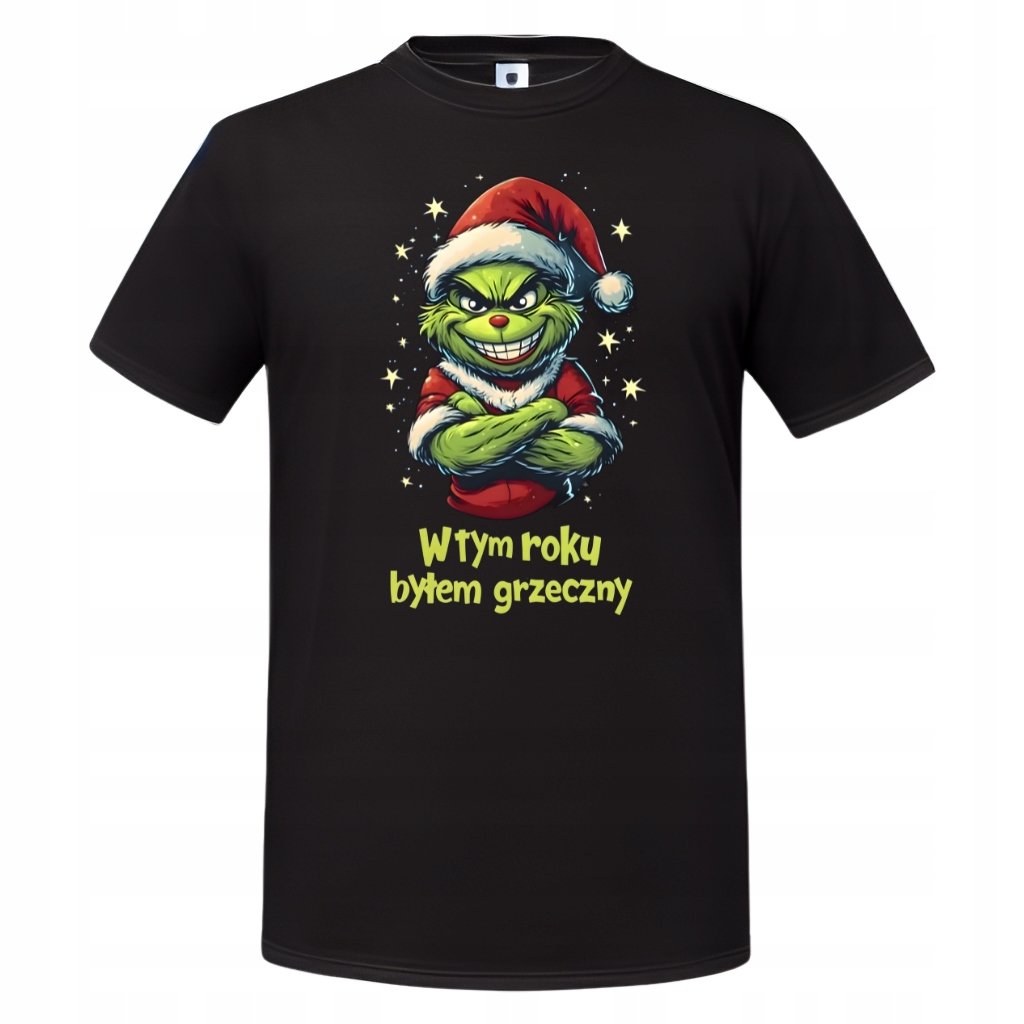 Koszulka męska Świąteczna prezent na Święta Grinch Mikołaj byłem grzeczny