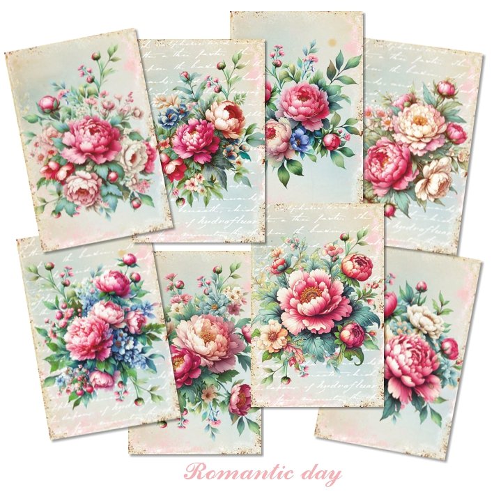 Papiery do Scrapbookingu - Bileciki Prezentowe – Karneciki Zestaw M156 romantyczny dzień 24 szt