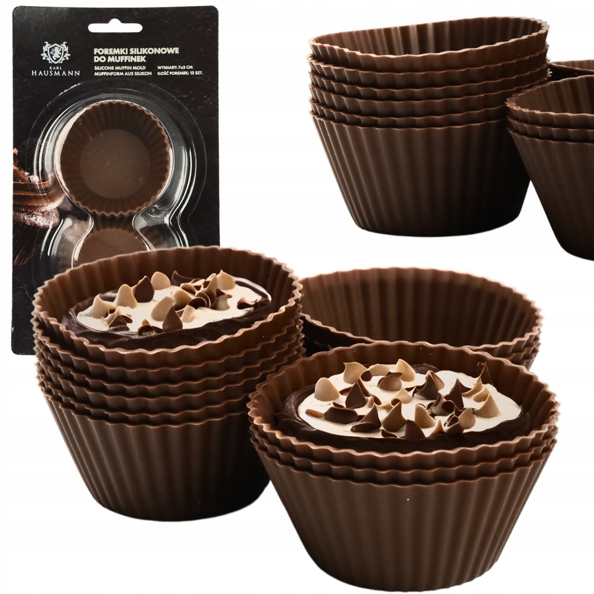 12X Foremki Silikonowe Na Babeczki Blacha Forma Do Pieczenia Muffinek Set