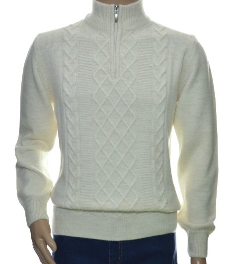 Ciepły wełniany sweter męski ze stójką półgolf szetland na zamek 2XL XXL