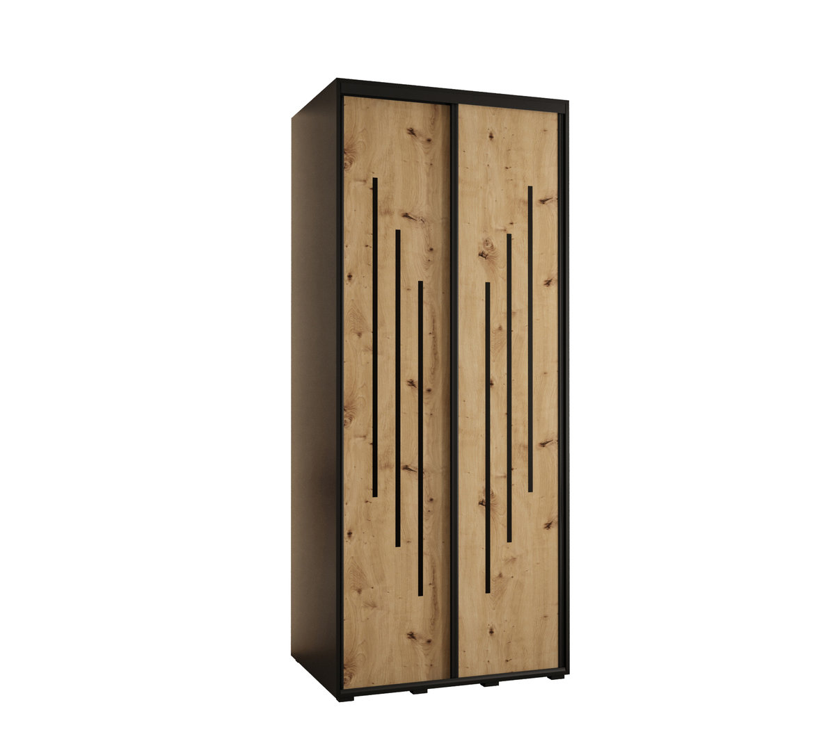 Szafa przesuwna wysoka Davos 8 120 gł. 45 czarny + artisan + czarny / Abiks Meble