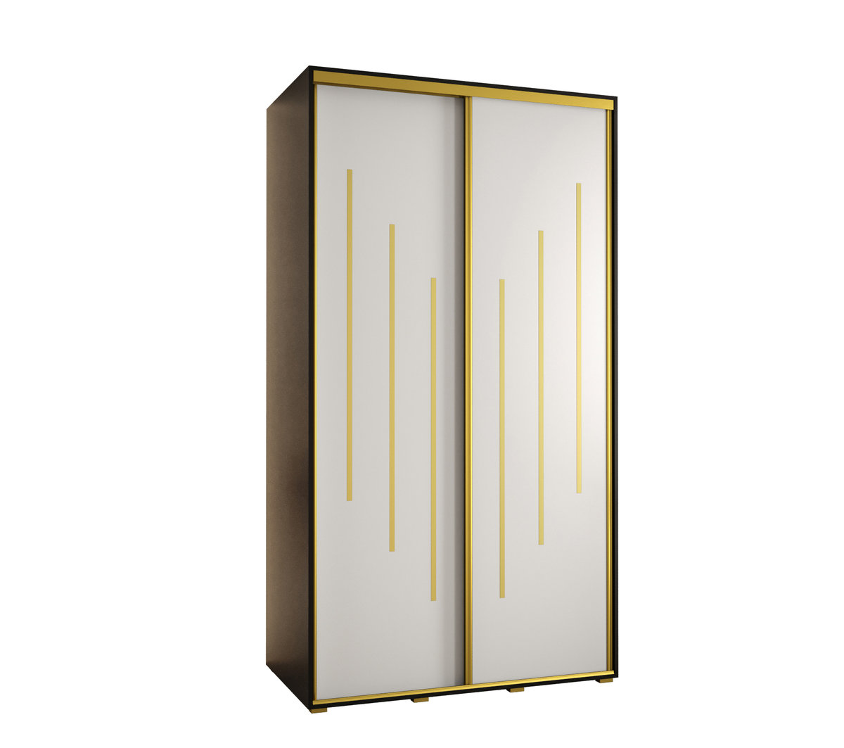 Szafa przesuwna wysoka Davos 8 130 gł. 60 czarny + biały + złoty / Abiks Meble
