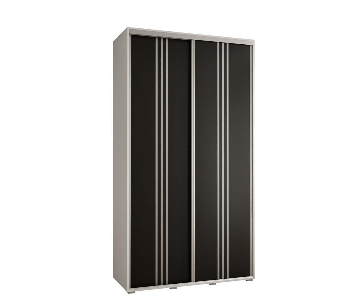 Szafa przesuwna wysoka Davos 6 130 gł. 45 biały + czarny + srebrny / Abiks Meble