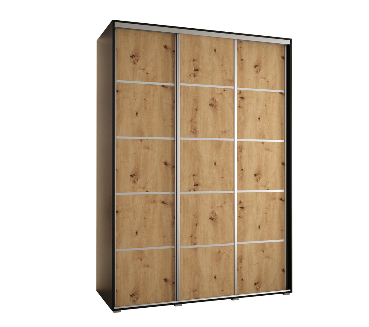 Szafa przesuwna wysoka Davos 4 180 gł. 60 czarny + artisan + srebrny