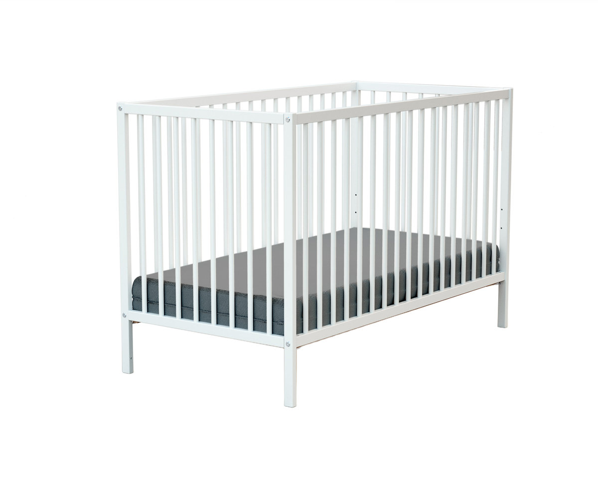 WEBABY - Białe drewniane łóżeczko dziecięce