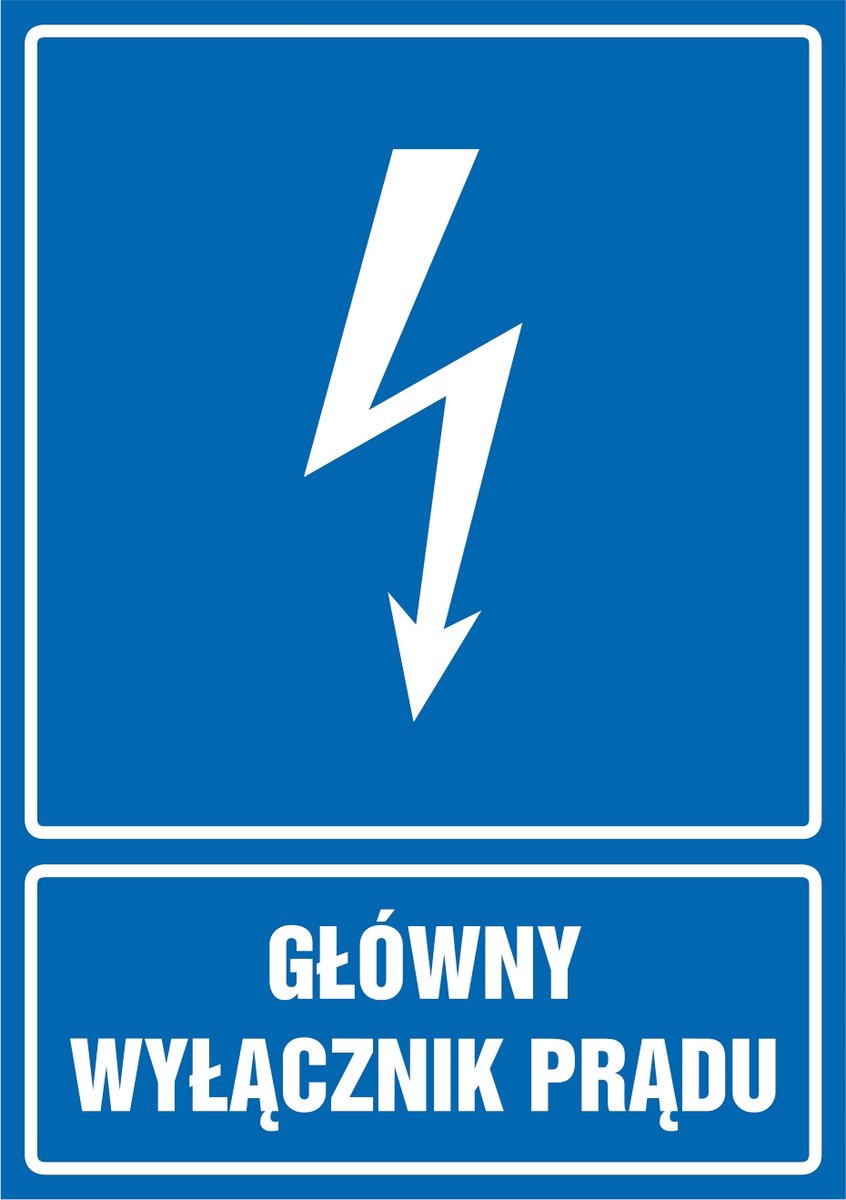 Tabliczka Główny wyłącznik prądu 30x42cm PCV 3mm
