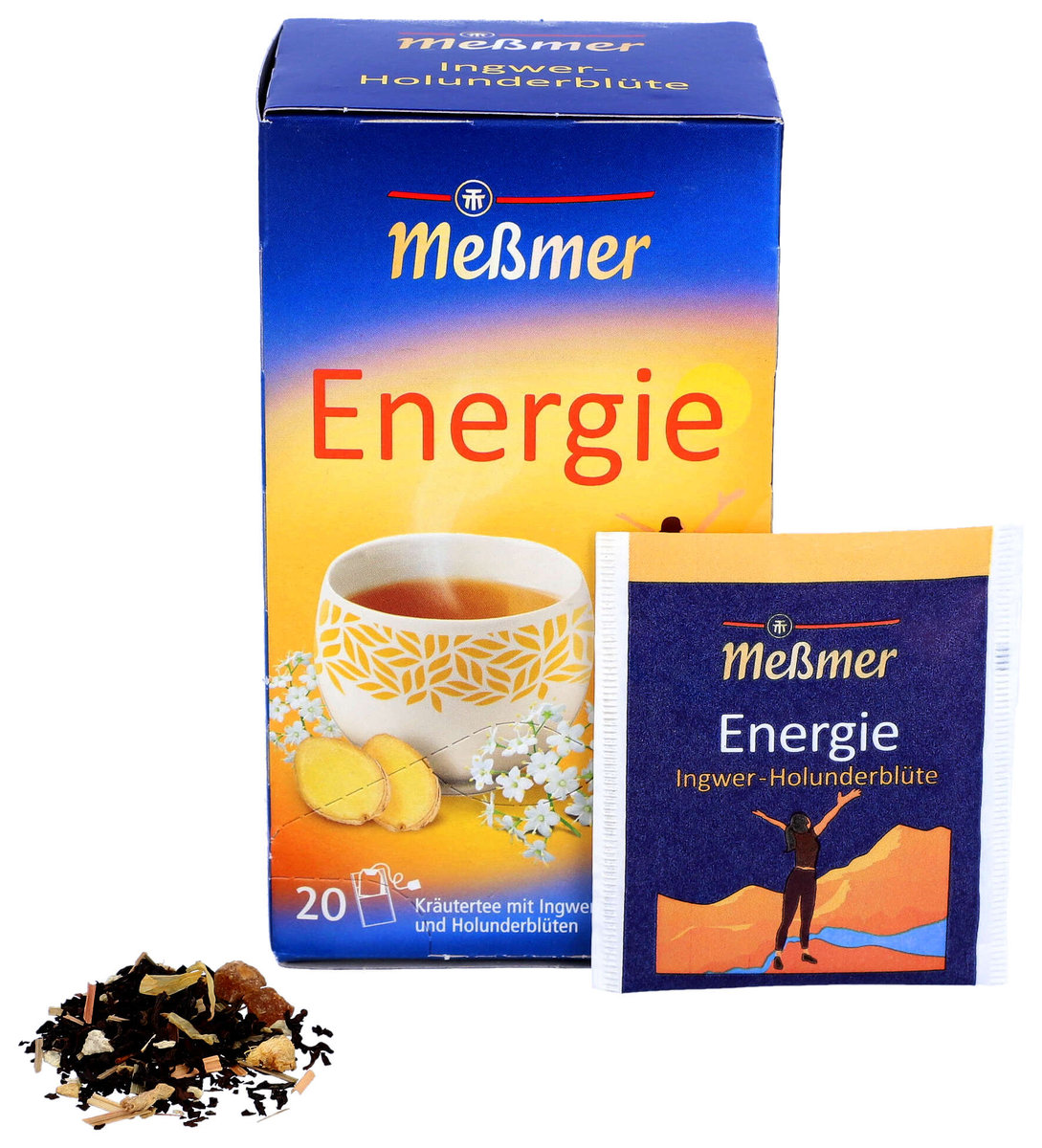 Messmer, herbata owocowa, czarny bez imbir, 20 torebek