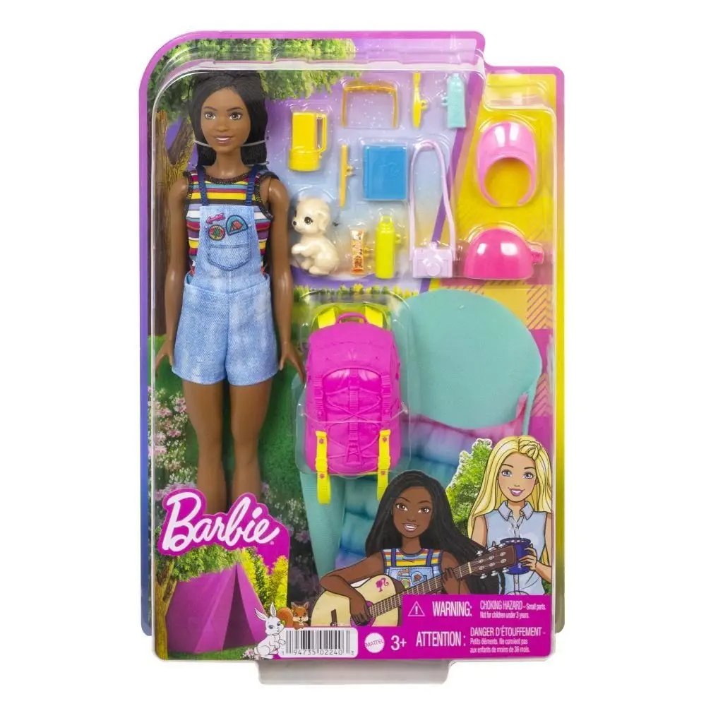 LALKA BARBIE BROOKLYN NA KEMPINGU ZESTAW AKCESORIA PLECAK ŚPIWÓR