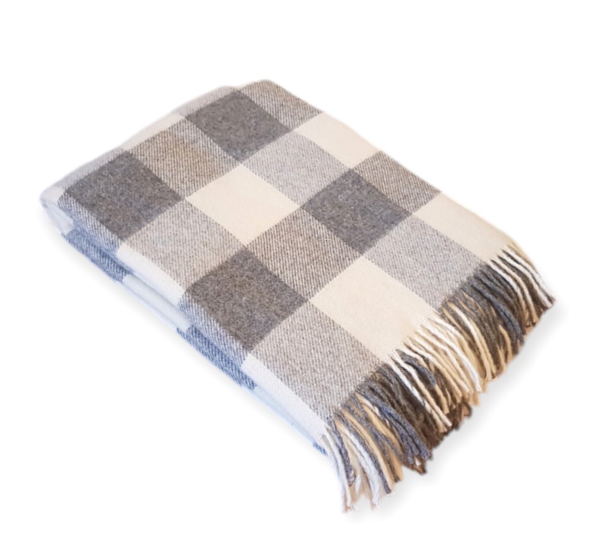 Koc 100% wełna nowozelandzka 150x200 wzór szachownica szara/Tarnowska-design